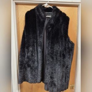 Black Faux Fur Long Vest